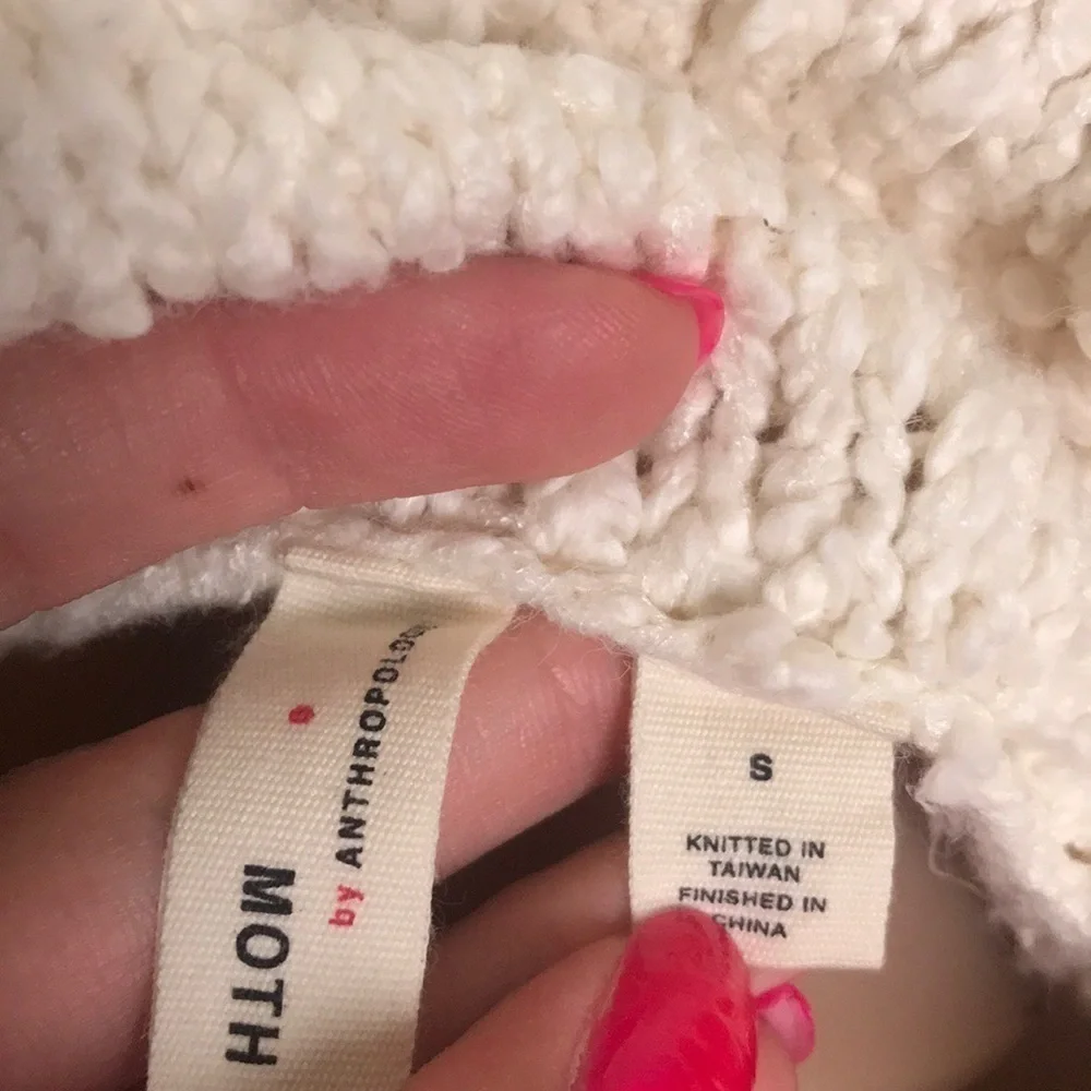 Moth Anthropologie Juliette Cream Popcorn Sweater
